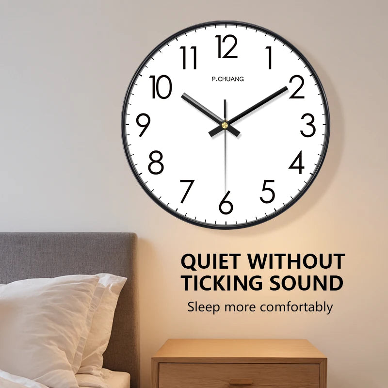 Simple Quartz Wall Clock With Large Numbers Easy To Read Clock Modern Silent Non Ticking Wall Mounted Home Decoration