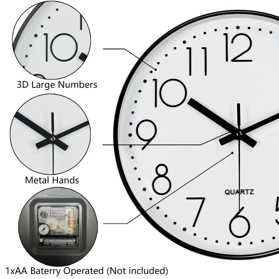 Modern Minimalist Wall Clock Silent 3D Digital Quartz Clock  Tempered Glass Clock for Living Room Bedroom Kitchen Office  Decor