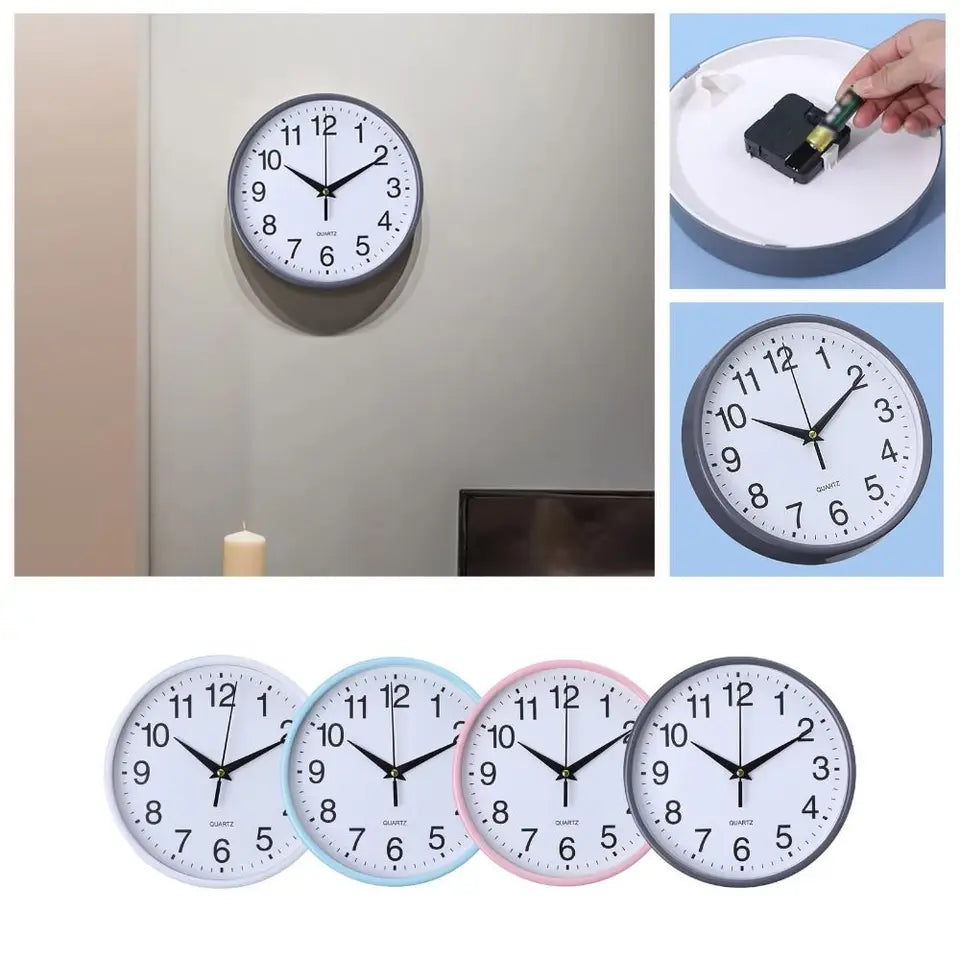 Quartz Clock Battery Operated Hanging Clock 8 Inch Non-ticking Round Wall Clocks Easy-to-read Numerals Scale clock School