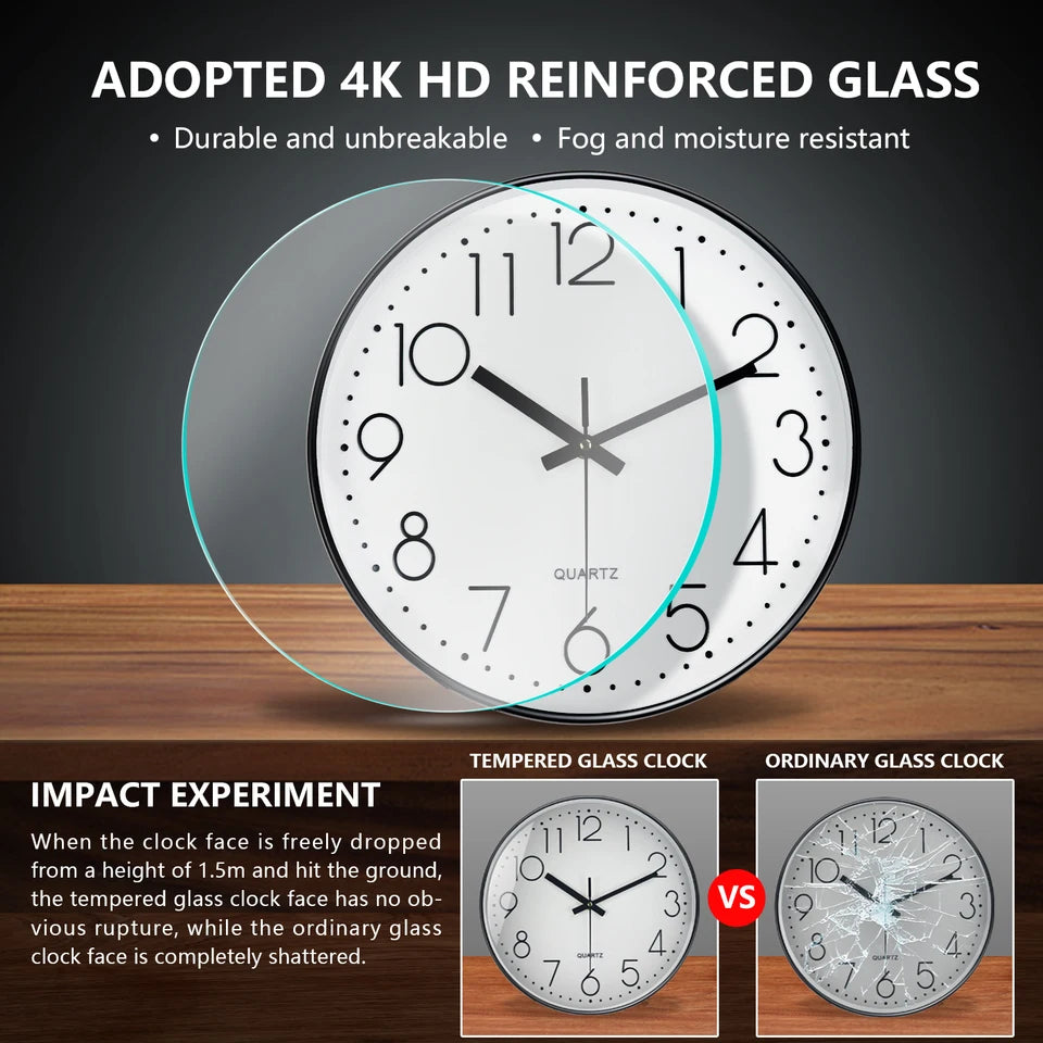 Modern Minimalist Wall Clock Silent 3D Digital Quartz Clock  Tempered Glass Clock for Living Room Bedroom Kitchen Office  Decor